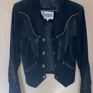 Diamond Supply Co. Black Suede Jacket with Fringe